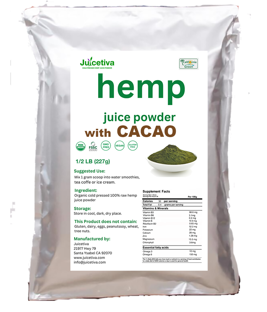 1/2 LB Bulk Hemp Juice and Cacao Powder