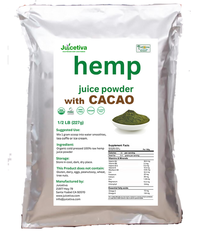 1/2 LB Bulk Hemp Juice and Cacao Powder